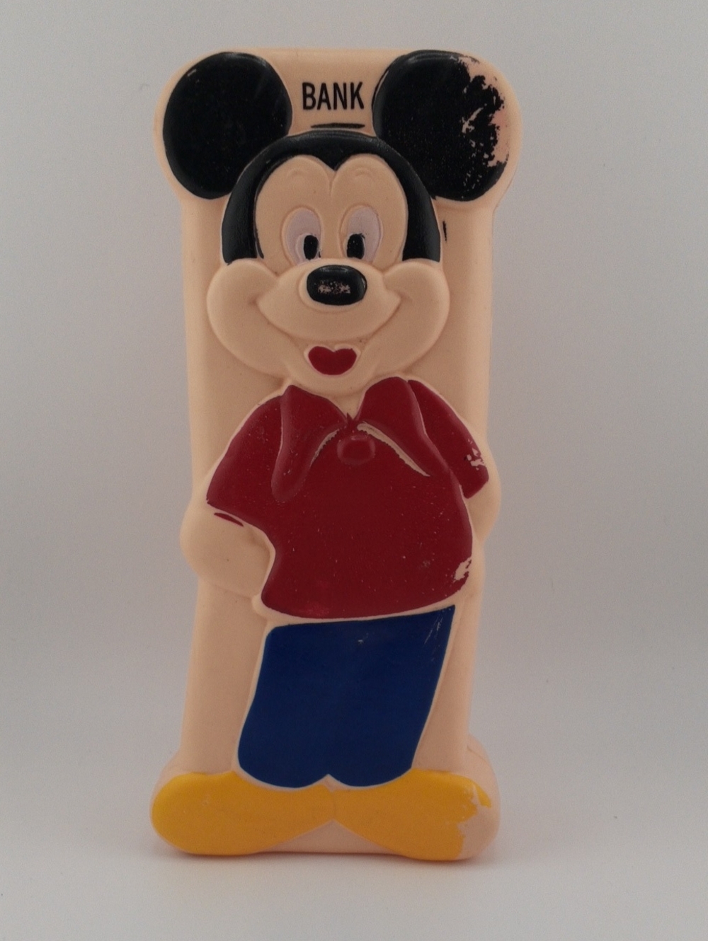 VIntage Walt Disney Productions Rectangular Mickey Mouse Blow-mold Plastic Bank